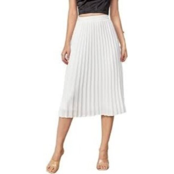 Grace Elements Size S Pleated Pull On Skirt White - Flowy & Fabulous Twirling - Picture 3 of 11
